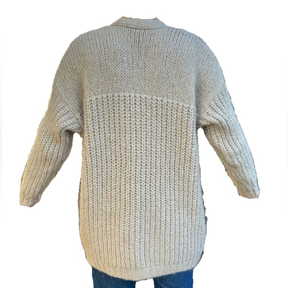 Zara oversized open front cable knit cardigan sweater, color ecru, size small - Picture 4 of 6